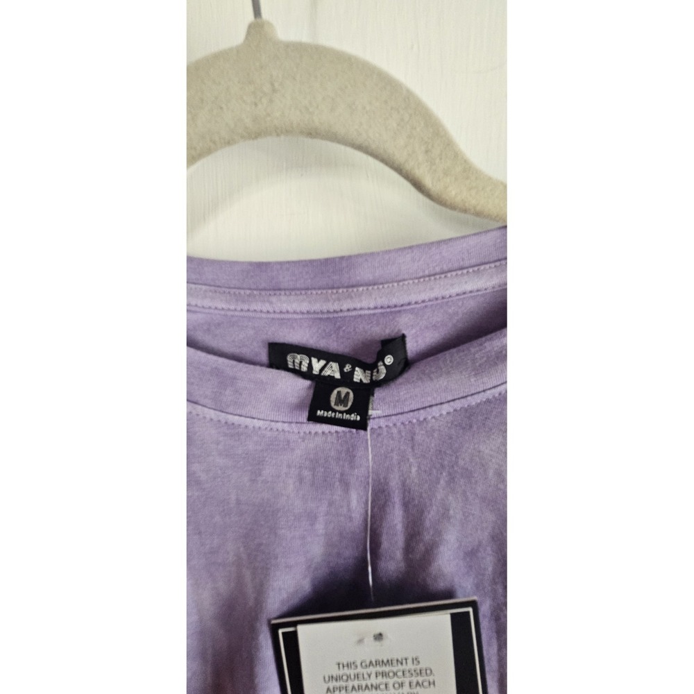 NWT MYA NU‎ tie dye purple crop long sleeve Tee womans M - Picture 4 of 6
